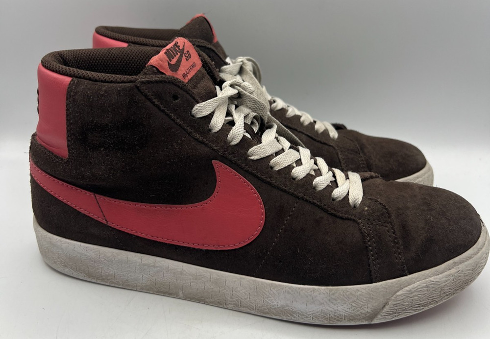 Nike SB Blazer Mid Brown Pink Suede Skate Shoes Mens Size 9 FD0731-200